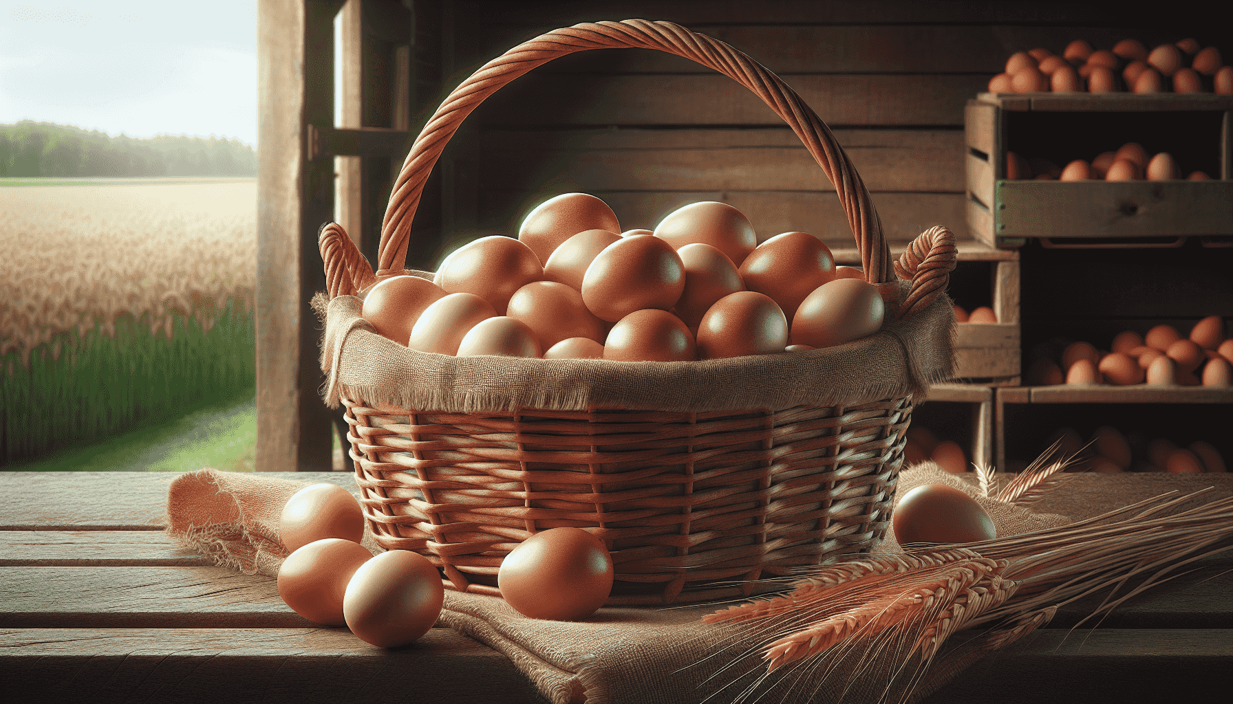 Basket of fresh eggs