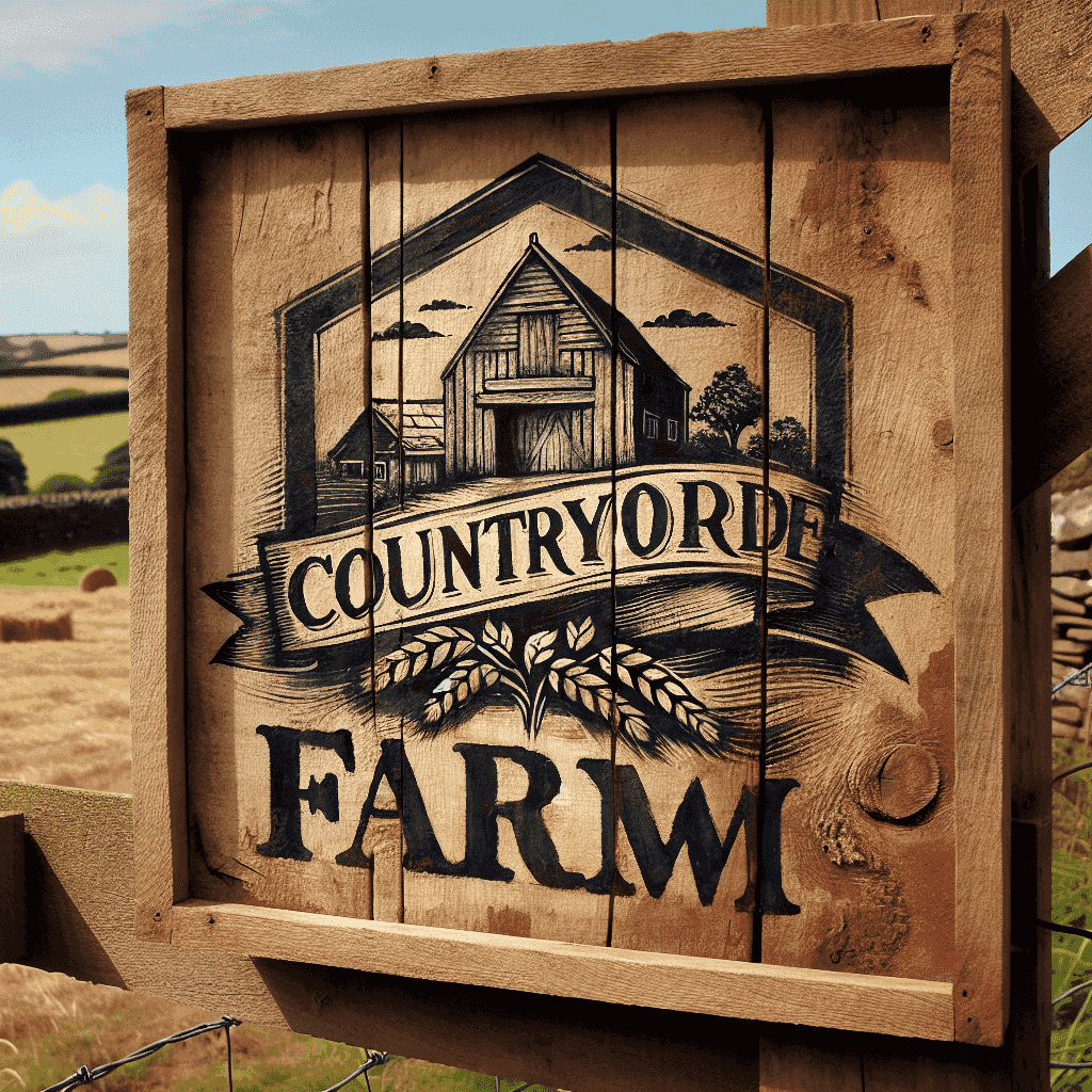 Farm logo on wooden sign
